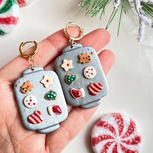 Christmas Sugar Cookies Earrings, Handmade Holiday Jewelry, Holiday Party Earrings, Tray Of Cookies Jewelry, Baker Earrings