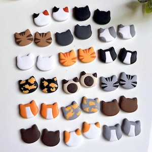 Cat Stud Earrings, Polymer Clay Cat Jewelry, Cat Lover Gift, Cat Mom Gifts, Veterinarian Gifts, Tiny Animal Earrings, Black Cat Earrings