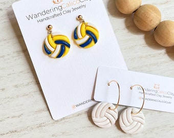Polymer Clay Beachvolleyball Ohrringe: 18K Vergoldetes Messing Reifen