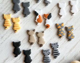Polymer Clay Cat Earrings, Cat Lover Gift, Veterinarian Gifts, Personalized Cat Earrings, Animal Earrings, Black Cat, Orange Tabby, Calico