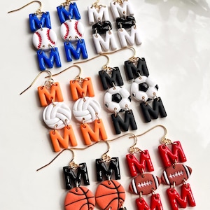 Personalized Sports Mom Earrings, Baseball Mom Gifts, Basketball Mom, Volleyball Mom, Soccer Mom Earrings, Hockey Mom Gifts, Sports Jewelry