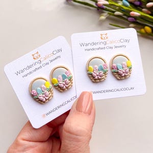 Paaseierenmand oorbellen van polymeerklei, oorbellen lente, unieke handgemaakte lentesieraden, schattige paassieraden voor haar, oorbellen konijn