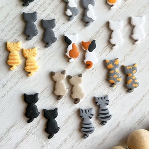 Polymer Clay Cat Earrings, Cat Lover Gift, Veterinarian Gifts, Personalized Cat Earrings, Animal Earrings, Black Cat, Orange Tabby, Calico