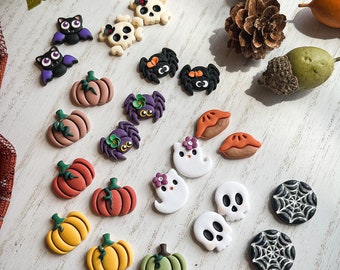 Build Your Own Halloween Stud Set, Halloween Clay Earrings, Spooky Earrings Set, Halloween Jewelry, Fall Stud Earrings, Pumpkin Earrings