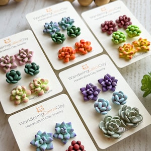 Polymer Clay Succulent Earring Set, Build Your Own Set Cactus Set, Desert Theme Jewelry, Handmade Botanical Earrings, Mix And Match