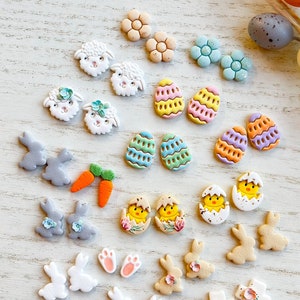 Build Your Own Easter Stud Set, Easter Egg Clay Earrings, Bunny Jewelry, Spring Earrings, Personalized Earrings