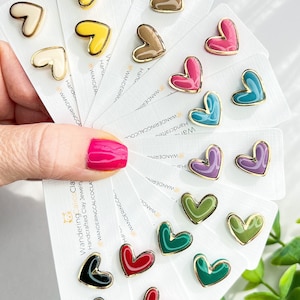 Polymer Clay Gold Trim Heart Earrings, Build Your Own Set, Heart Theme Jewelry, Bridesmaid Gift, Unique Jewelry Gift, Whimsical Earrings image 1