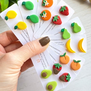 Polymer Clay Fruit Earrings, Build Your Own Tropical Fruit Set, Unique Food Theme Earrings, Summer Spring Jewelry, Fruit Lover Gift
