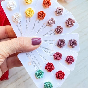 Polymer Clay Mini Rose Earrings, Build Your Own Rose Earring Set, Flower Jewelry, Nature Inspired Jewelry, Flower Lover Gift