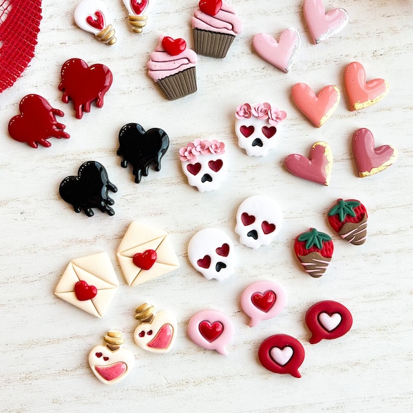 Build Your Own Valentine's Day Stud Set, Love Clay Earrings, Romantic Jewelry, Red Heart Earrings, Personalized Earrings, Anniversary Gift