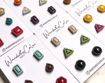 Ohrstecker aus Polymer Clay: Handgemachter geometrisch minimalistischer Schmuck
