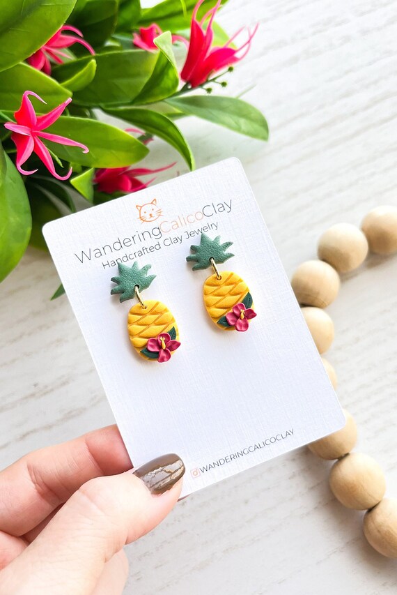 Polymer Clay Pineapple Earrings Pineapple Jewelry Summer Fruit