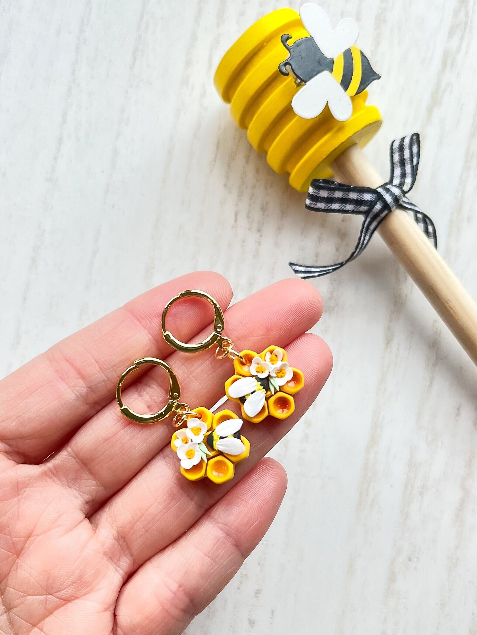Bee & Honeycomb Earring Set
