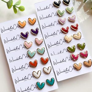 Heart Clay Stud Earrings, Unique Heart Jewelry, Heart Handmade Gifts, Anniversary Gifts, Valentine&#39;s Day Gift For Her, Everyday Earrings