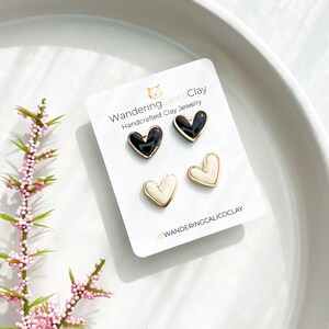 Polymer Clay Gold Trim Heart Earrings, Build Your Own Set, Heart Theme Jewelry, Bridesmaid Gift, Unique Jewelry Gift, Whimsical Earrings image 7