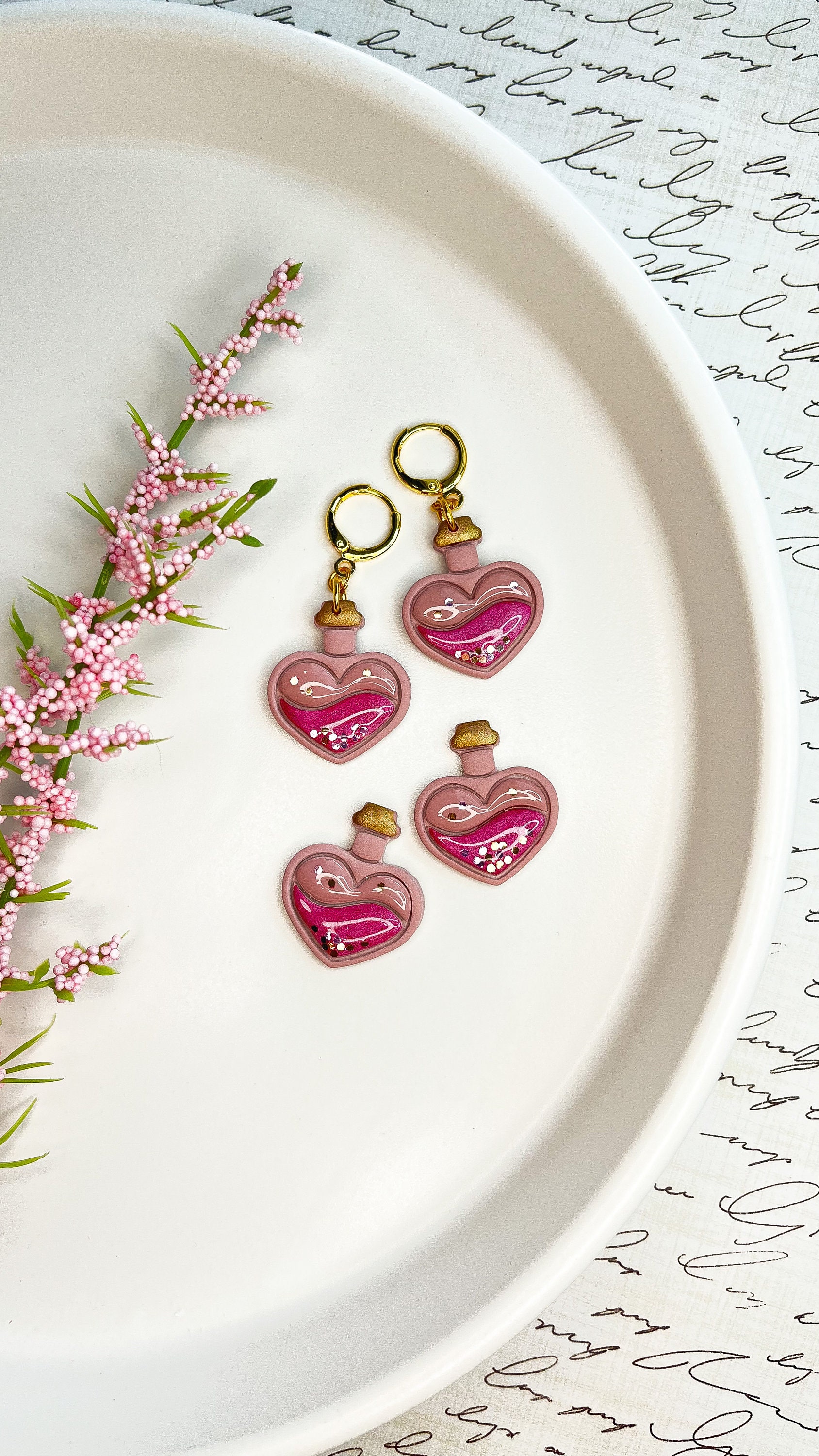 Love Potion Dangle Earrings Valentine's Day Earrings - Etsy