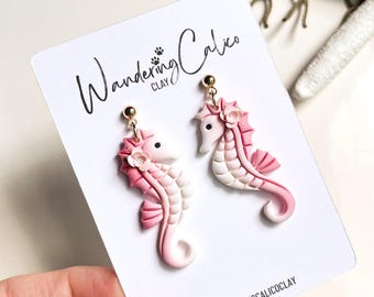 Seahorse Earrings, Summer Beach Earrings, Summertime Jewelry, Sea Life Earrings, Ocean Lover Gift, Marine Biologist Gift, Nautical Earrings
