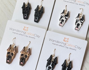 Benutzerdefinierte Deutsche Dogge Ohrringe, Individueller Hundeschmuck, personalisierte Hunderassen Ohrringe, Deutsche Dogge Liebhaber Geschenk, Einzigartiges Hunde Geschenk, Tierarzt Geschenk