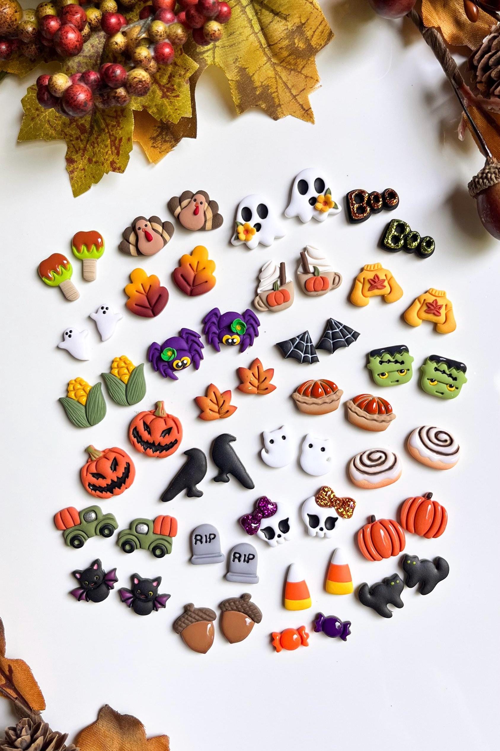 秋のハロウィンスタッドピアスセットを自分で作ろう、不気味な 