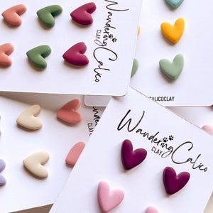 Heart Stud Earring Sets, Handmade Unique Heart Themed Gifts, Gift For Friends, Polymer Clay Heart Jewelry, Small Heart Clay Studs