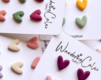Handmade Polymer Clay Heart Stud Earrings: Unique Themed Gift