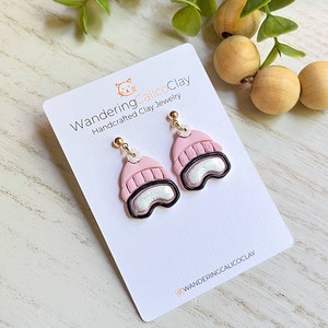 Pendientes de gafas de esquí y snowboard, pendientes de deportes de invierno, regalos para esquiadores y practicantes de snowboard, regalo con temática de montaña nevada, pendientes de gorro de invierno