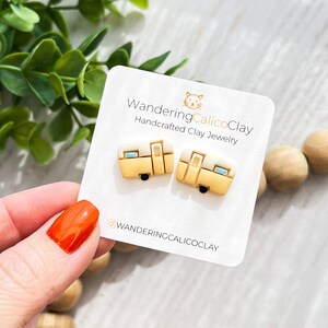 Retro Camper Clay Earrings: Handmade Van Life Jewelry image 3