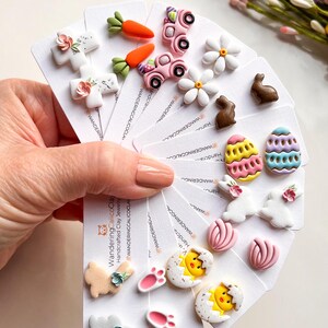 Build Your Own Easter Stud Set, Easter Egg Clay Earrings, Bunny Jewelry, Spring Earrings, Personalized Earrings
