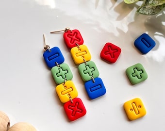 Back To School Earrings, Math Signs Earrings, Gift For Math Teacher, Education Themed Jewelry, Teacher Appreciation Gift, School Earrings