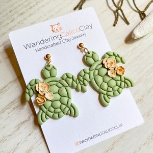 Sea Turtle Earrings, Ocean Themed Summer Earrings, Turtle Lover Gift, Sea Animal Jewelry, Summertime Beach Earrings, Marine Biologist Gift