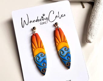 Surfboard Earrings, Summer Beach Earrings, Ocean Themed Jewelry, Surf's Up Earrings, Gift For Surfer, Surfing Lover Gift, Summertime Jewelry
