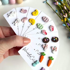 Crie seu próprio conjunto de brincos de Páscoa, brincos de argila em formato de ovo de Páscoa, joias de coelho, brincos de primavera, brincos personalizados