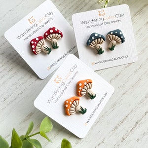 Polymer Clay Mushrooms Earrings, Unique Mushroom Jewelry, Botanical Earrings, Nature Earrings, Mushroom Lover Gift, Forest Theme Earrings
