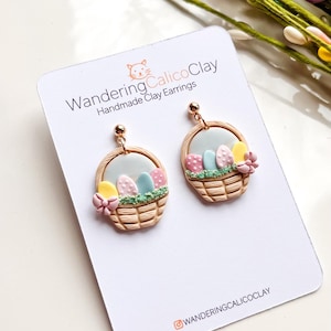 Paaseierenmand oorbellen van polymeerklei, oorbellen lente, unieke handgemaakte lentesieraden, schattige paassieraden voor haar, oorbellen konijn
