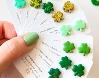 Saint Patrick's Day Shamrock Earrings, Saint Patty's Day Polymer Clay Jewelry, Green Shamrock Earrings, Irish Inspired Gifts Earrings