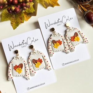 Cozy Fall Sweater Earrings, Handmade Autumn Polymer Clay Jewelry, Unique Fall Gifts, Sweater Weather Seasonal Jewelry, Halloween Earrings