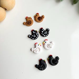Handmade Polymer Clay Chicken Earrings, Farm Animal Jewelry, Spring Summer Style image 4