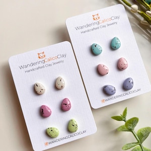 Polymer Clay Easter Eggs Earring Sets, Unique Spring Jewelry, Handmade Easter Earrings, Pastel Color Earrings For Easter, Springtime Gifts