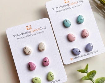 Polymer Clay Easter Eggs Earring Sets, Unique Spring Jewelry, Handmade Easter Earrings, Pastel Color Earrings For Easter, Springtime Gifts