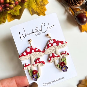 Whimsical Mushroom Earrings: Cottagecore Botanical Jewelry, Plant Lover Gift