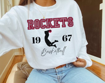 Rockets Crewneck Sweatshirt, Texas Basketball, Houston Baseball, Houston Sports Sweatshirt, Rockets Pullover, Gifts for Her, NBA
