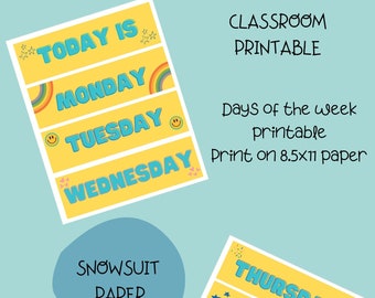 Días de la Semana Aula Imprimible