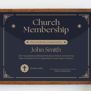 Church Membership Certificate, Printable Church Member Certificate, Church Membership Celebration, Editable Church Membership Certificate