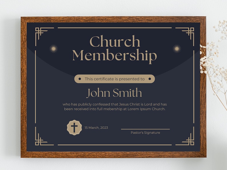 Church Membership Certificate, Printable Church Member Certificate