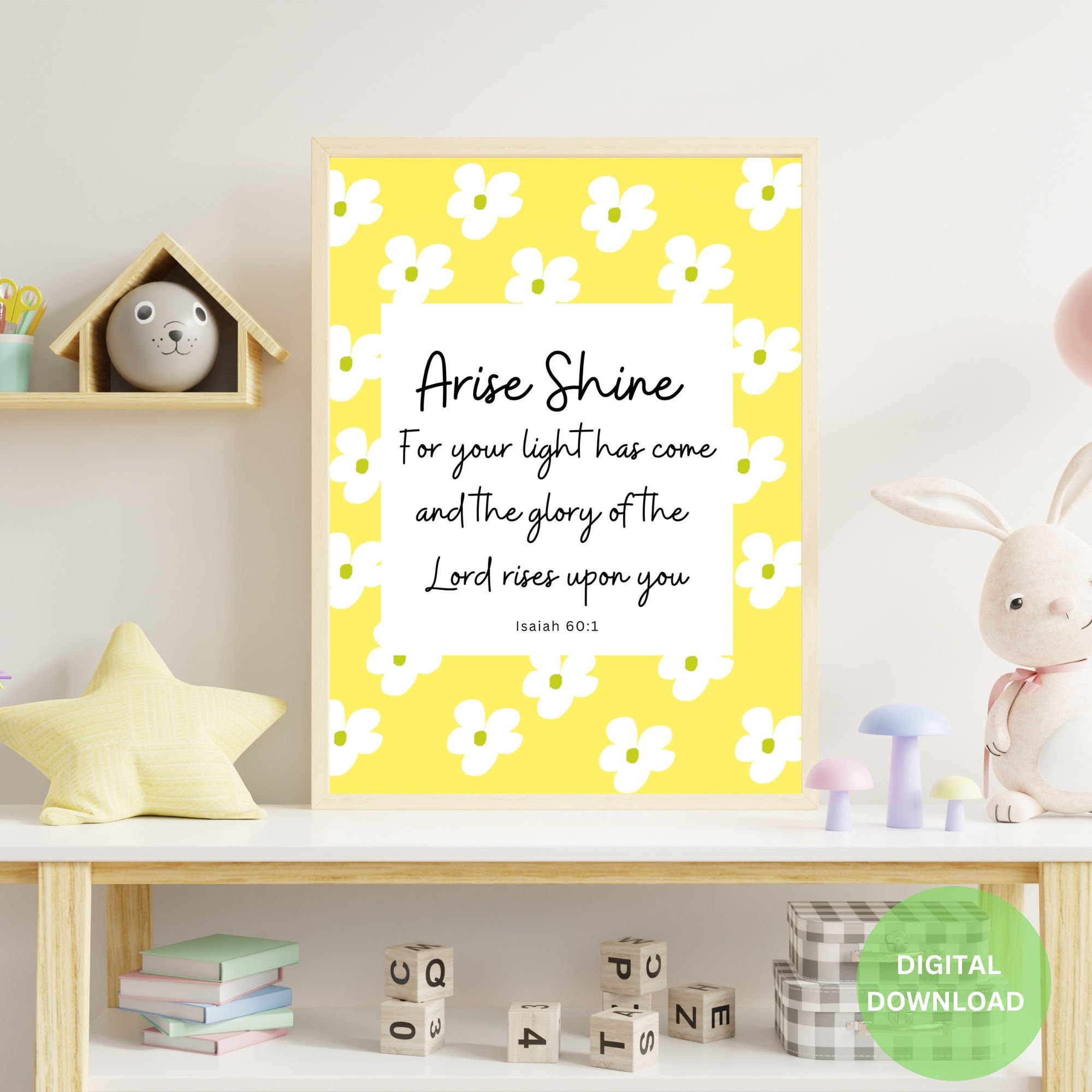 Arise Shine Wall Art | Instant Download | Isaiah 60:1 | Bible Verse Art ...