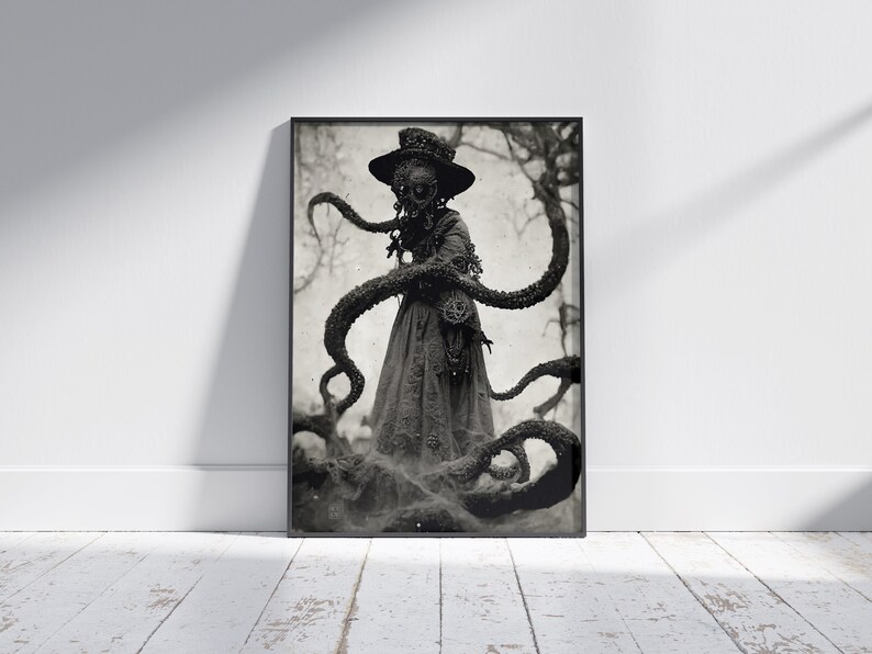 Decrepit Witch and Her Tentacles Printable Wall Art Etsy