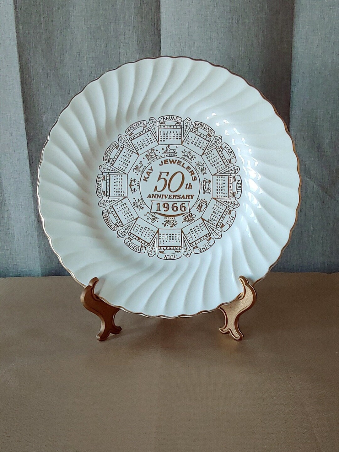 Vintage Kay Jewellers Gilded Plate Etsy