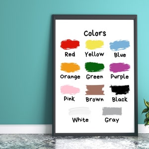 Aprende Colores Impresión Educativa, Impresión Digital Decoración del Aula, Póster Educativo