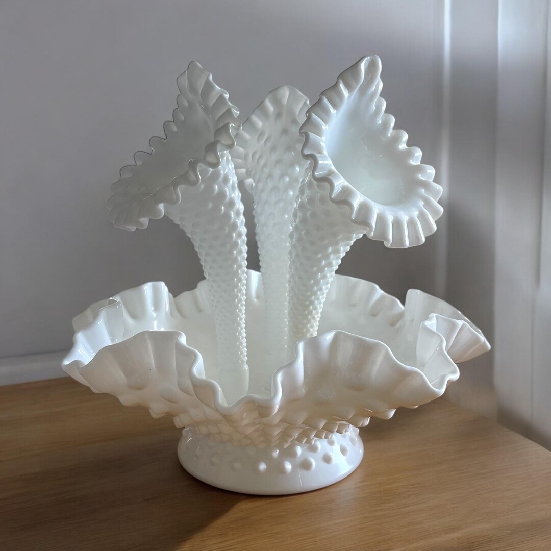 Vintage Milk Glass Hobnail Epergne by Fenton Glass Circa 1940’s - Etsy