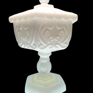Wedding Cake Imperial Glass Atterbury Milk Glass Candy Jar with Lid